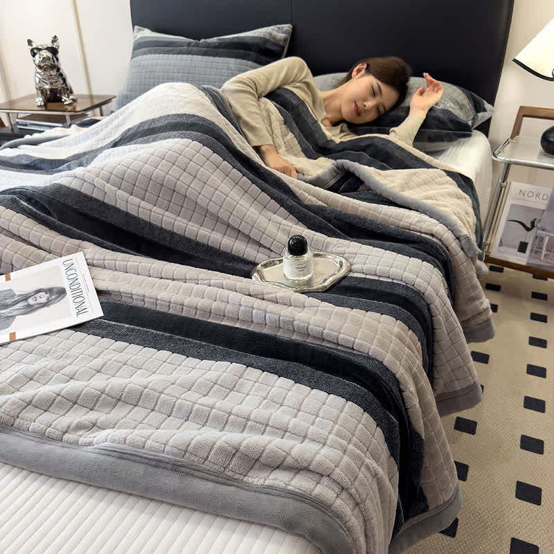 Ownkoti Geometric Grid Stripe Soft Throw Blanket - image 56