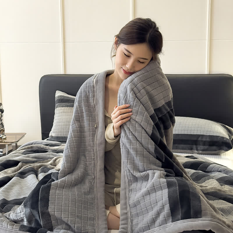 Ownkoti Geometric Grid Stripe Soft Throw Blanket - image 68