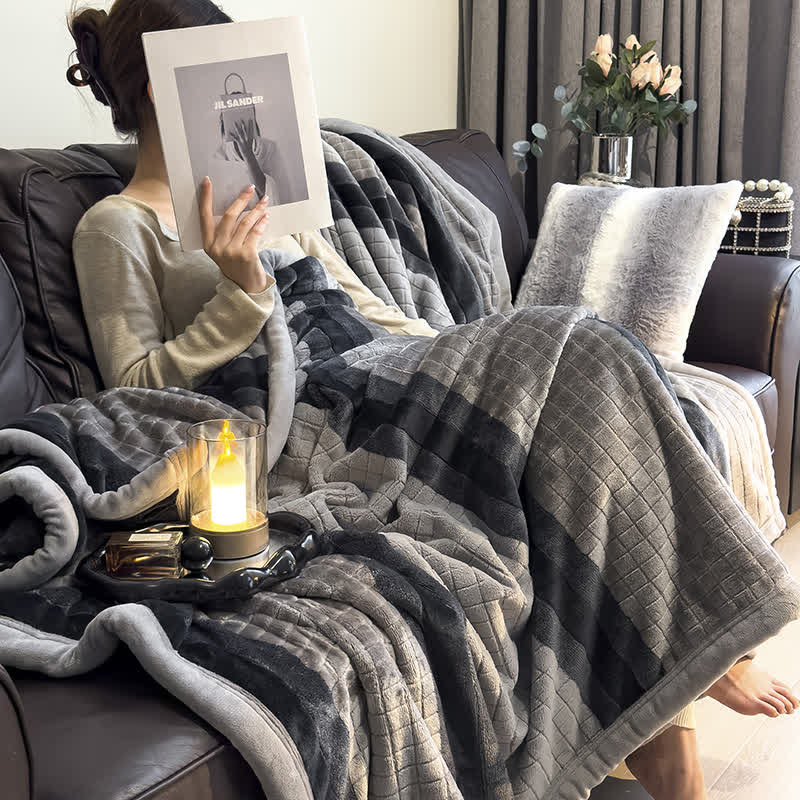 Ownkoti Geometric Grid Stripe Soft Throw Blanket - image 69
