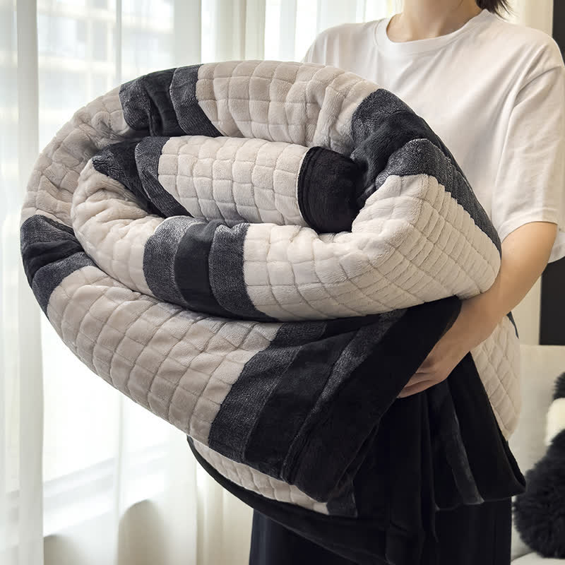 Ownkoti Geometric Grid Stripe Soft Throw Blanket - White - 79" x 91" - image 0
