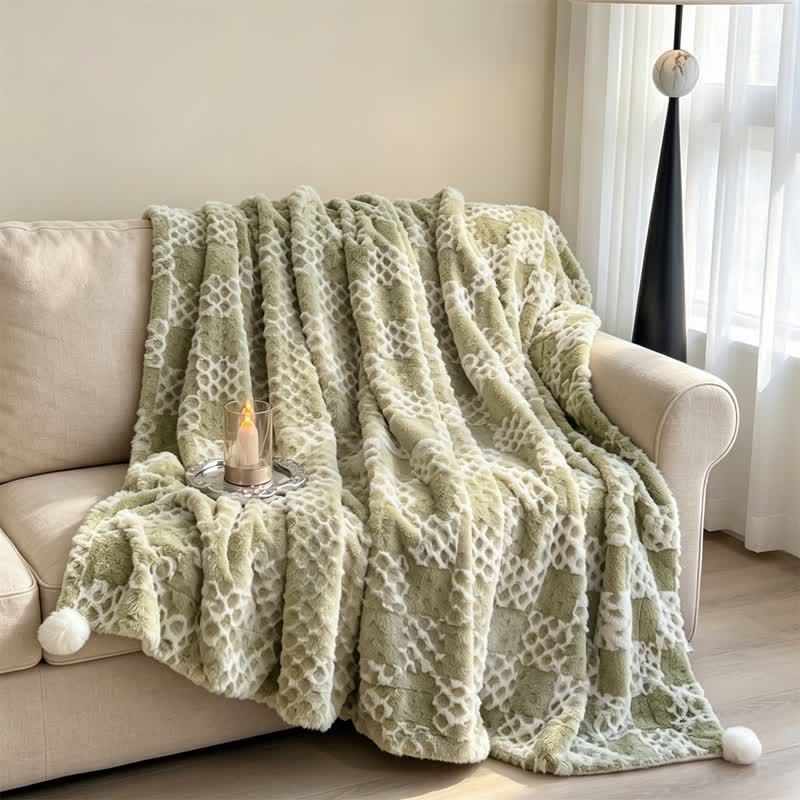 Ownkoti Checkered Grid Reversible Throw Blanket - image 5