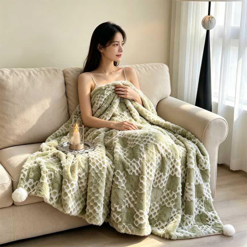 Ownkoti Checkered Grid Reversible Throw Blanket - image 6