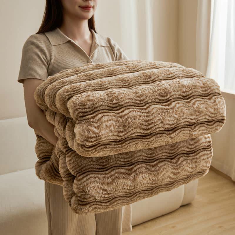 Ownkoti Soft Plush Wavy Fluffy Blanket - Khaki - 79" x 91" - image 8