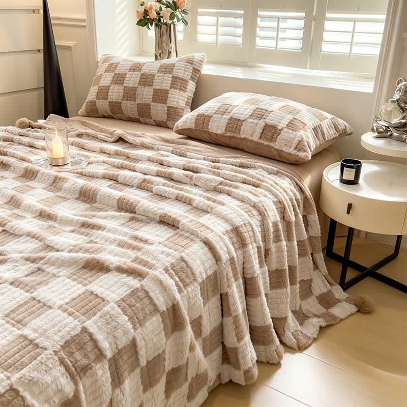 Ownkoti Modern Block Grid Cozy Reversible Blanket - image 1