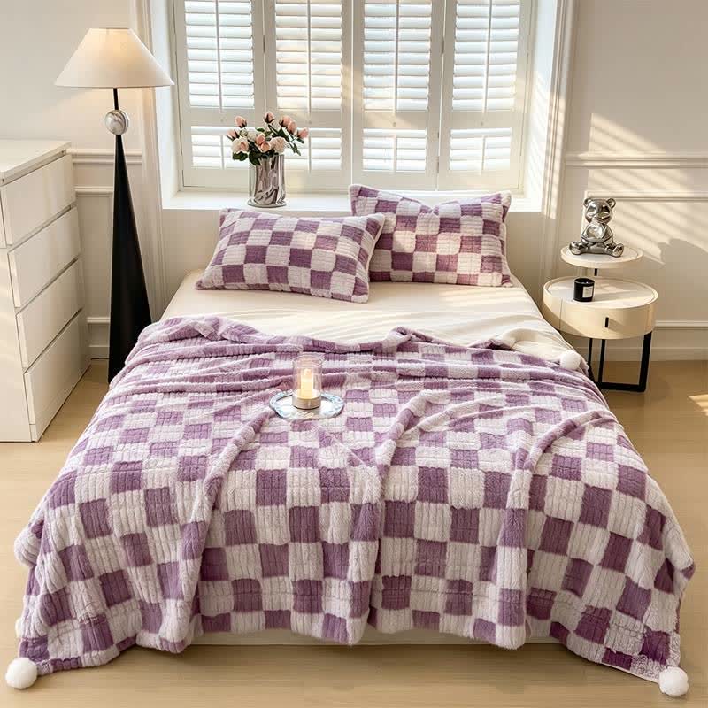 Ownkoti Modern Block Grid Cozy Reversible Blanket - image 44