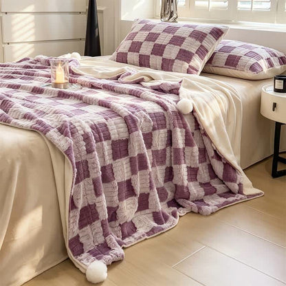 Ownkoti Modern Block Grid Cozy Reversible Blanket - image 43