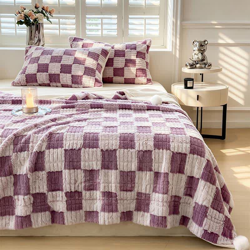 Ownkoti Modern Block Grid Cozy Reversible Blanket - image 45