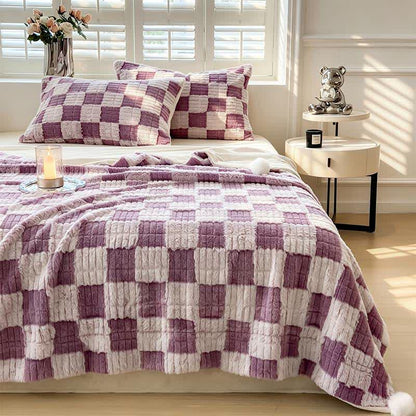 Ownkoti Modern Block Grid Cozy Reversible Blanket - image 45