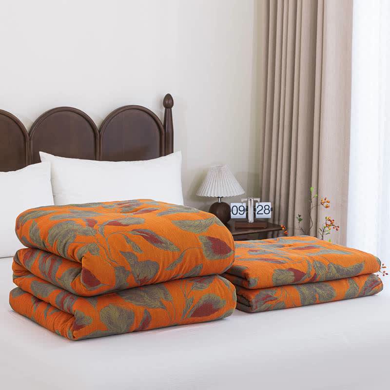 Ownkoti Orange Autumn Leaf Cotton Gauze Quilt - image 3