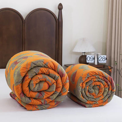 Ownkoti Orange Autumn Leaf Cotton Gauze Quilt - image 11