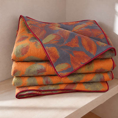 Ownkoti Orange Autumn Leaf Cotton Gauze Quilt - Orange - Summer Quilt - King - image 0