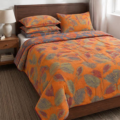 Ownkoti Orange Autumn Leaf Cotton Gauze Quilt - image 2