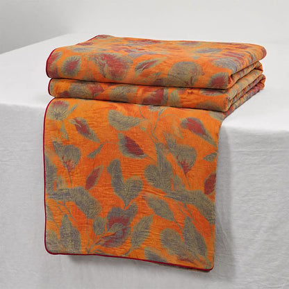 Ownkoti Orange Autumn Leaf Cotton Gauze Quilt - image 1