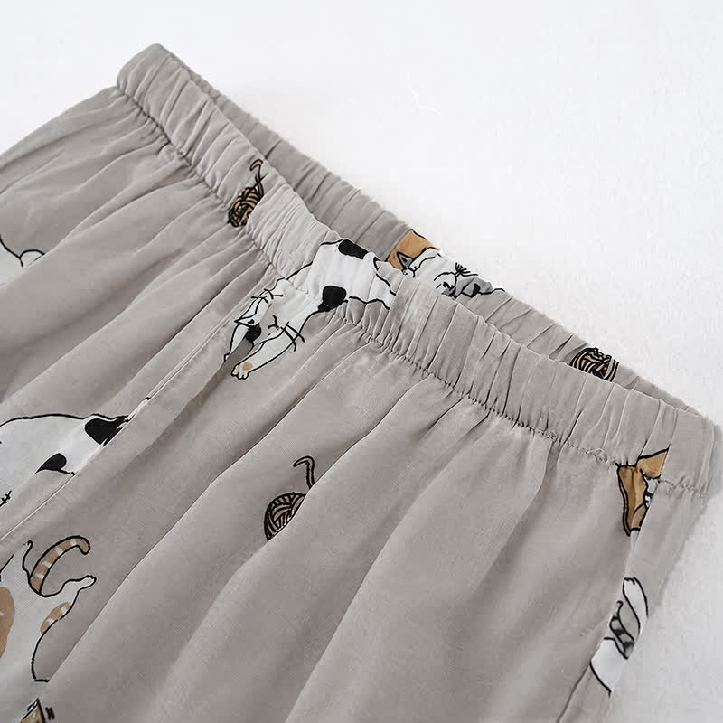 Ownkoti Couple Matching Cat Cotton Kimono Loungewear - image 4