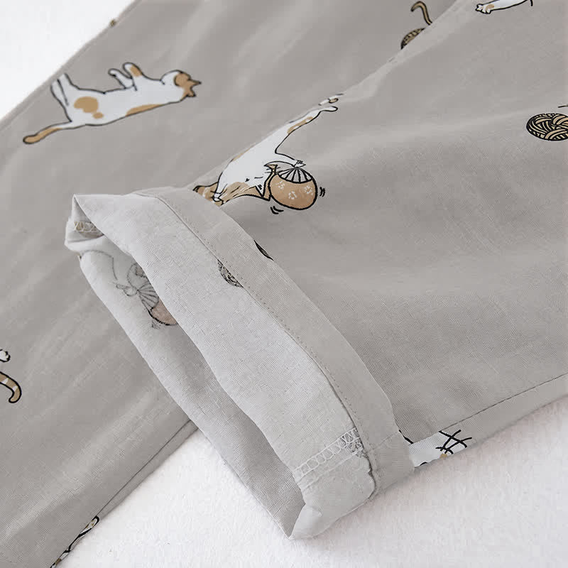 Ownkoti Couple Matching Cat Cotton Kimono Loungewear - image 8