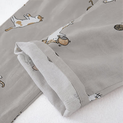 Ownkoti Couple Matching Cat Cotton Kimono Loungewear - image 8