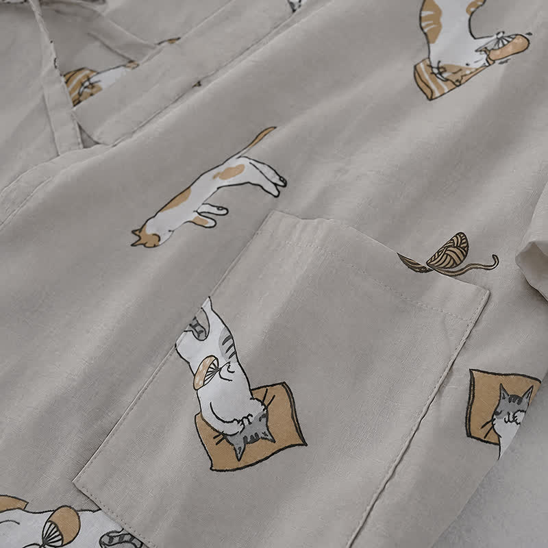 Ownkoti Couple Matching Cat Cotton Kimono Loungewear - image 6