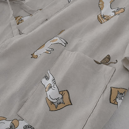 Ownkoti Couple Matching Cat Cotton Kimono Loungewear - image 6