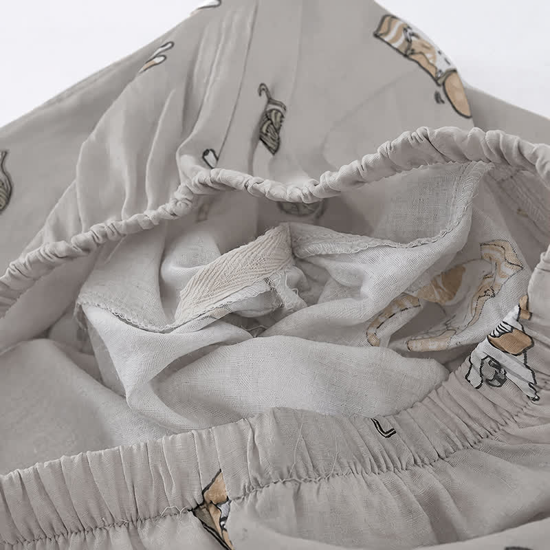 Ownkoti Couple Matching Cat Cotton Kimono Loungewear - image 13