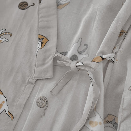 Ownkoti Couple Matching Cat Cotton Kimono Loungewear - image 16