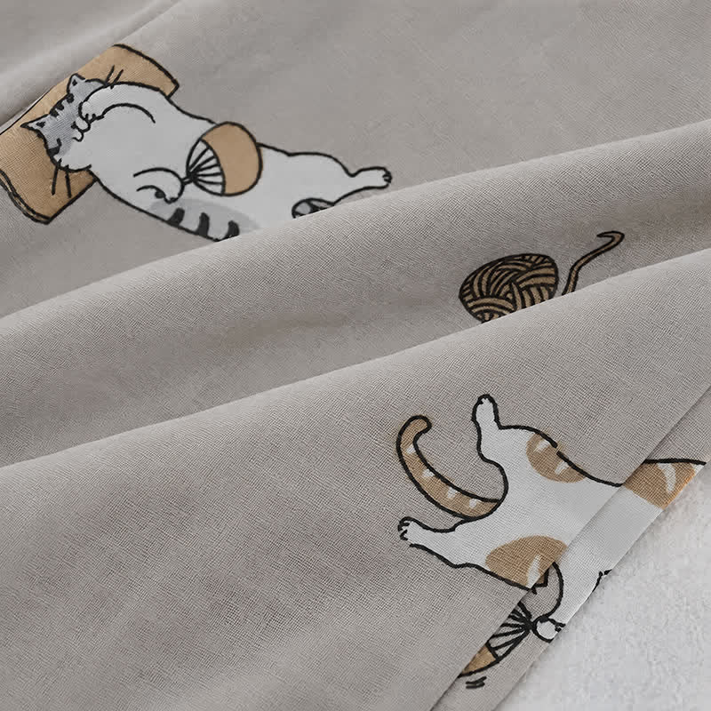 Ownkoti Couple Matching Cat Cotton Kimono Loungewear - image 17