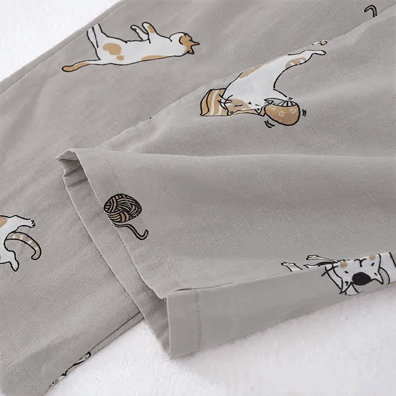 Ownkoti Couple Matching Cat Cotton Kimono Loungewear - image 11