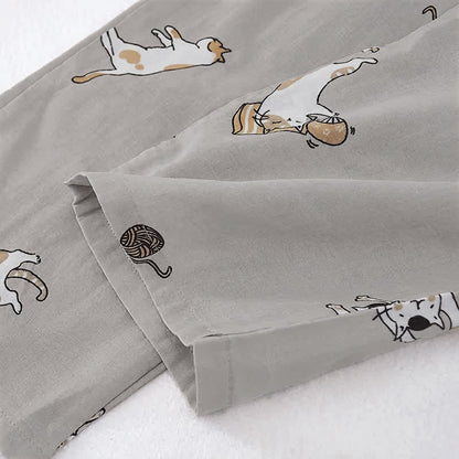 Ownkoti Couple Matching Cat Cotton Kimono Loungewear - image 11