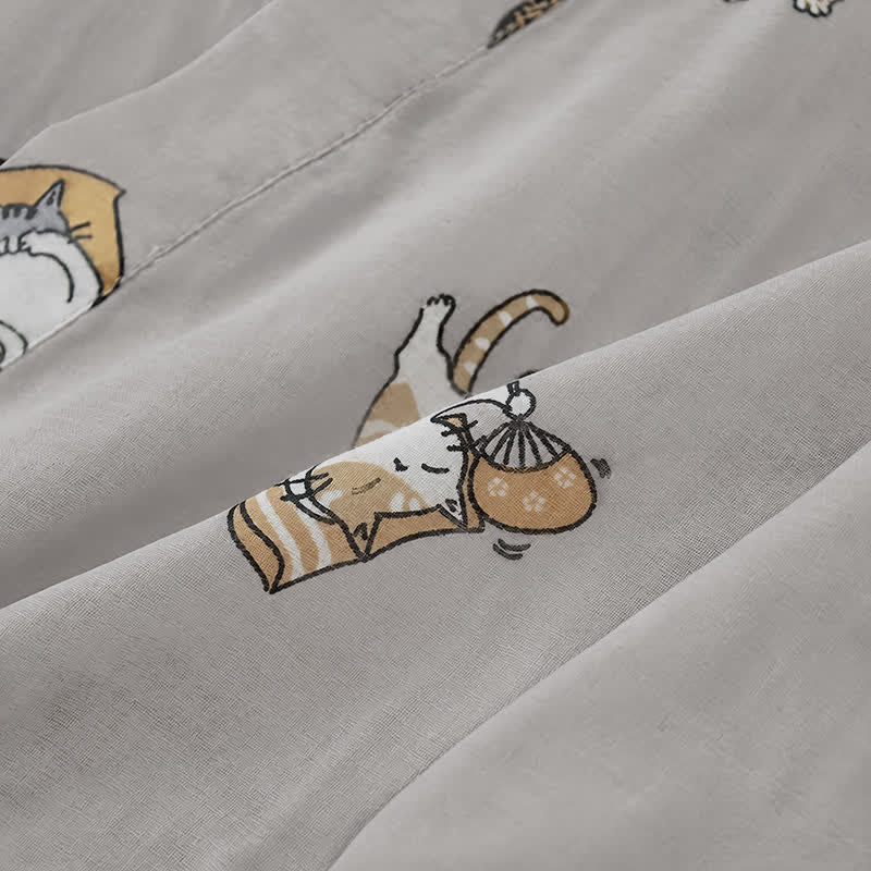 Ownkoti Couple Matching Cat Cotton Kimono Loungewear - image 14