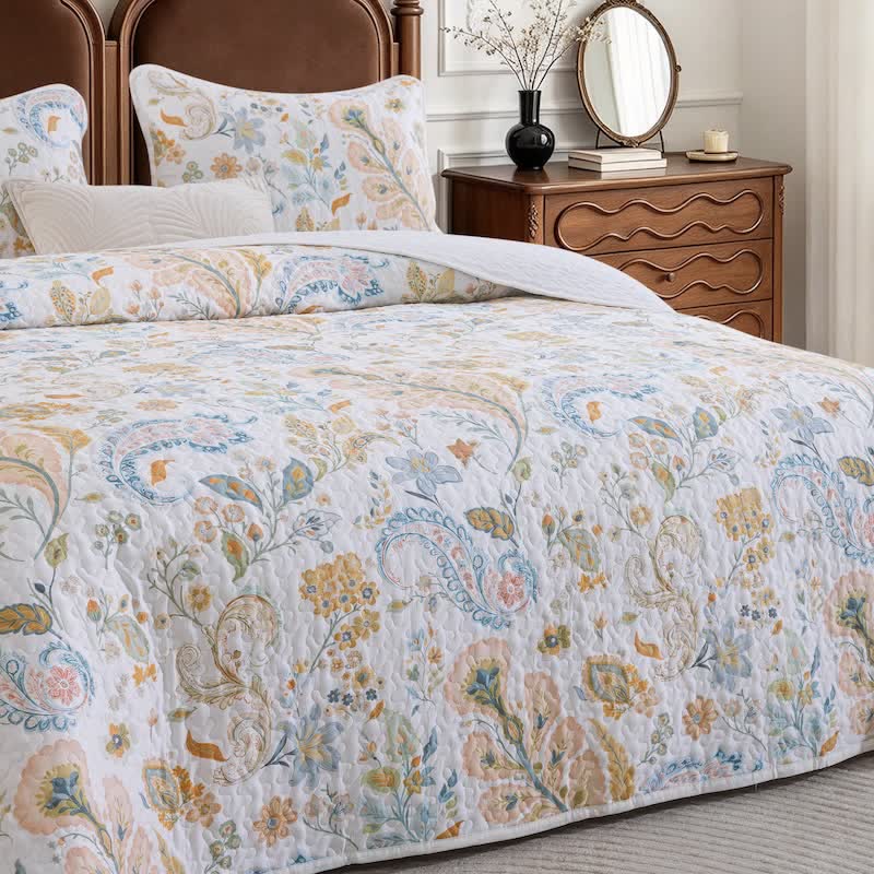 Ownkoti Country Style Multicolor Flower Cotton Quilt Set - image 2