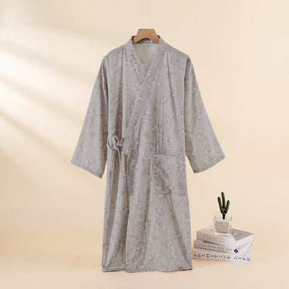 Ownkoti Floral Cotton Gauze Nightgown Home Wear - Purple - XL - image 5