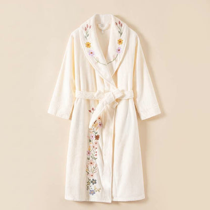Ownkoti Floral Embroidered Long Shawl Collar Bathrobe - image 3