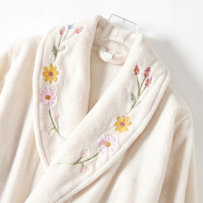 Ownkoti Floral Embroidered Long Shawl Collar Bathrobe - image 4