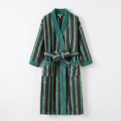 Ownkoti Longline Striped Fleece Kimono Bathrobe - image 6