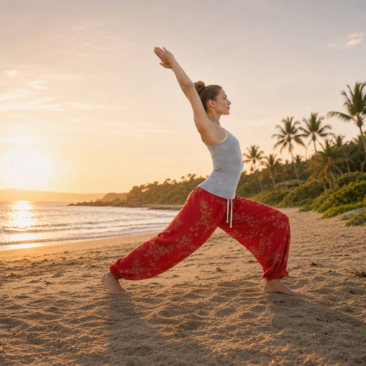 Ownkoti Red Floral Cotton Loungewear Pants - image 5