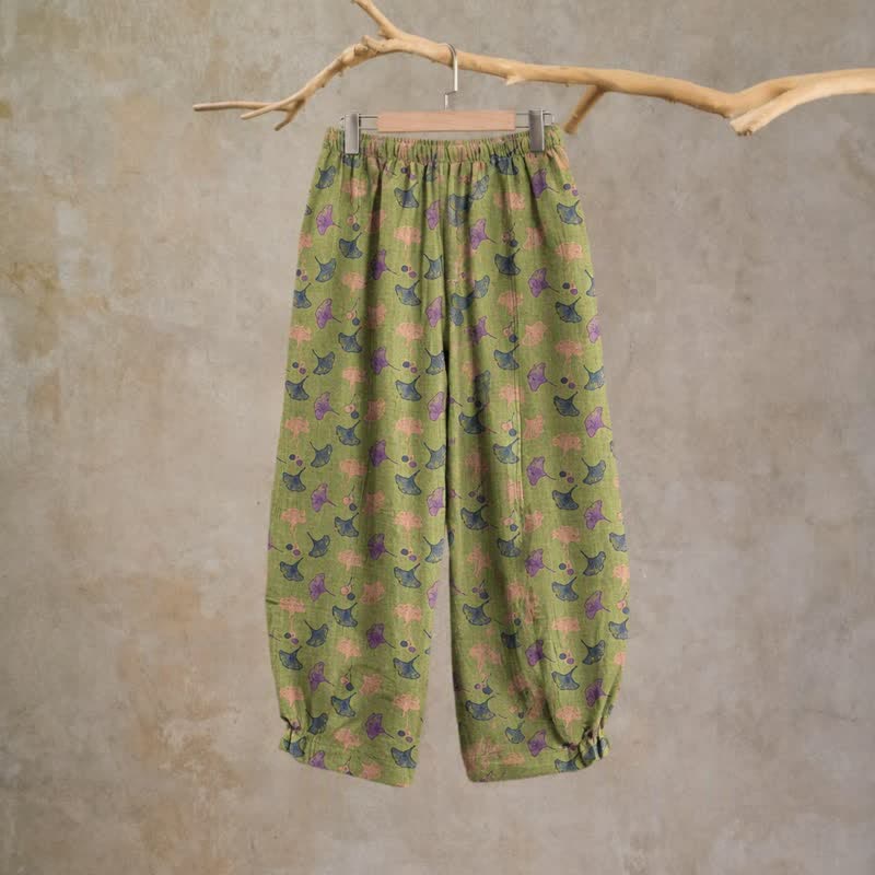 Ownkoti Retro‑Style Ginkgo Leaf Cotton Loose Lounge Pants - image 11