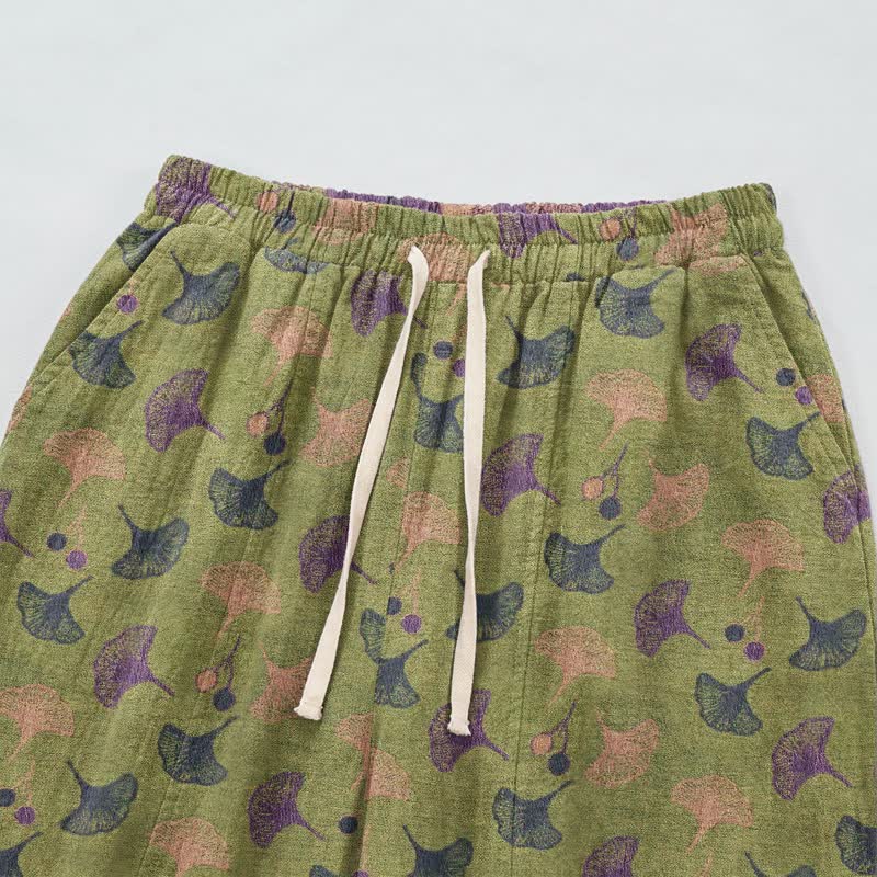 Ownkoti Retro‑Style Ginkgo Leaf Cotton Loose Lounge Pants - image 12
