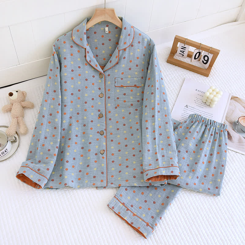 Ownkoti Playful Dot Cotton Gauze Loungewear Set - Blue - XL - image 16