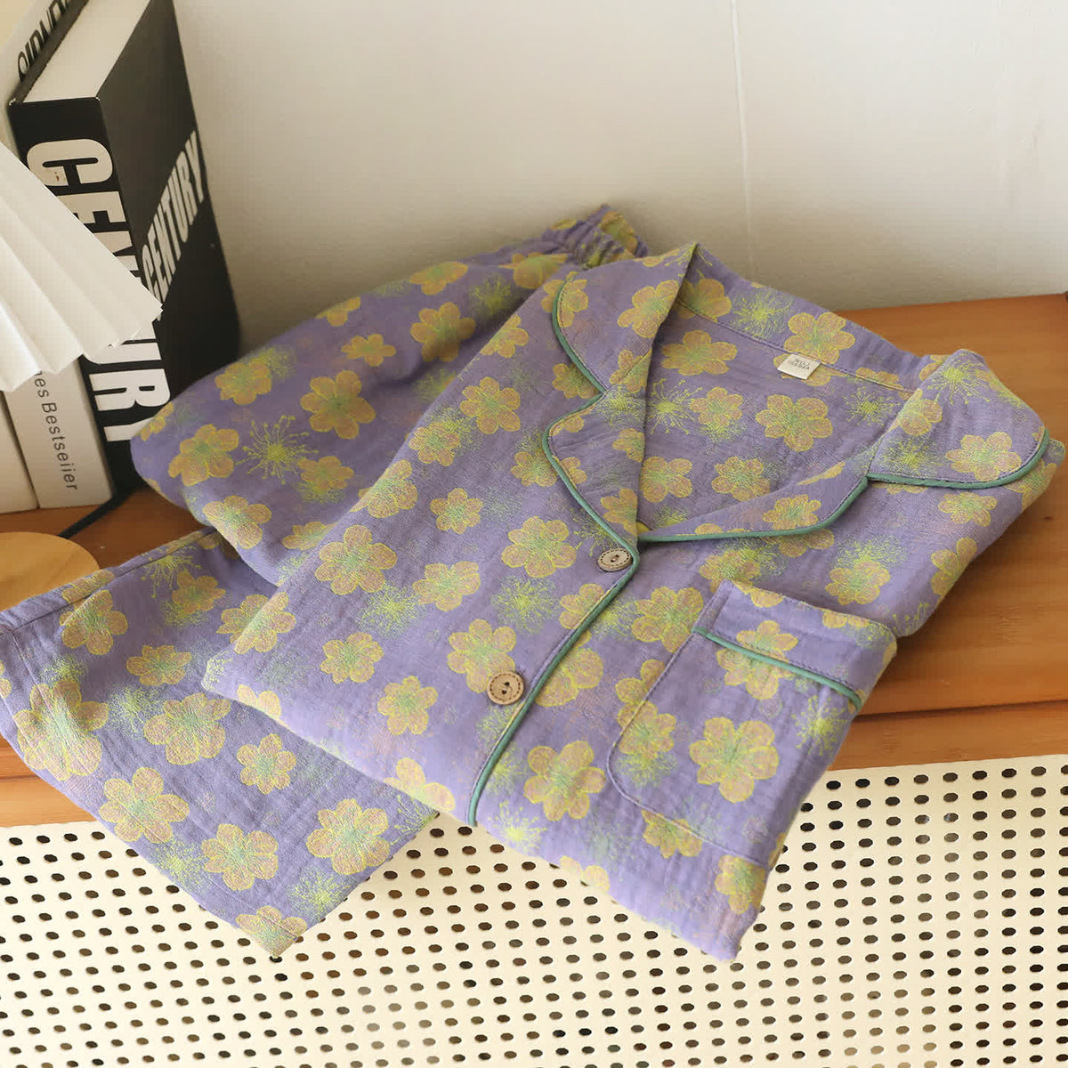 Ownkoti Floral Piped Cotton Gauze Sleepwear Set - image 1