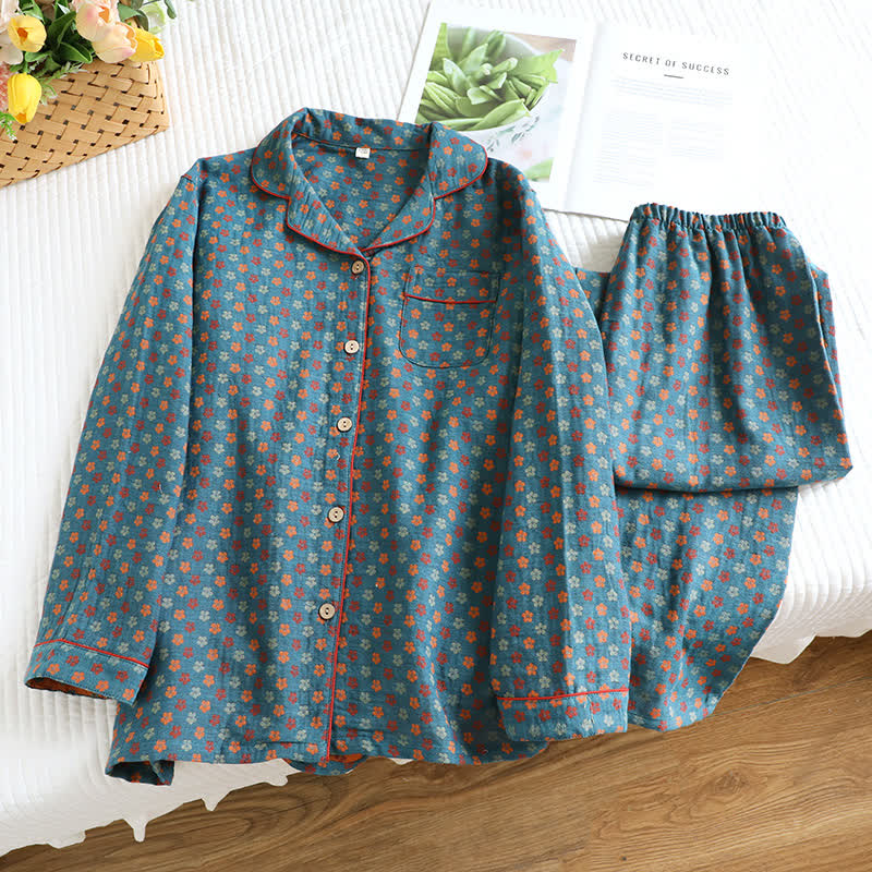 Ownkoti Blue Meadow Cotton Pajama Lounge Set - image 1