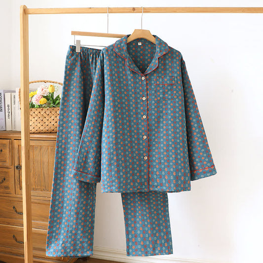 Ownkoti Blue Meadow Cotton Pajama Lounge Set - Blue - 2XL - image 0