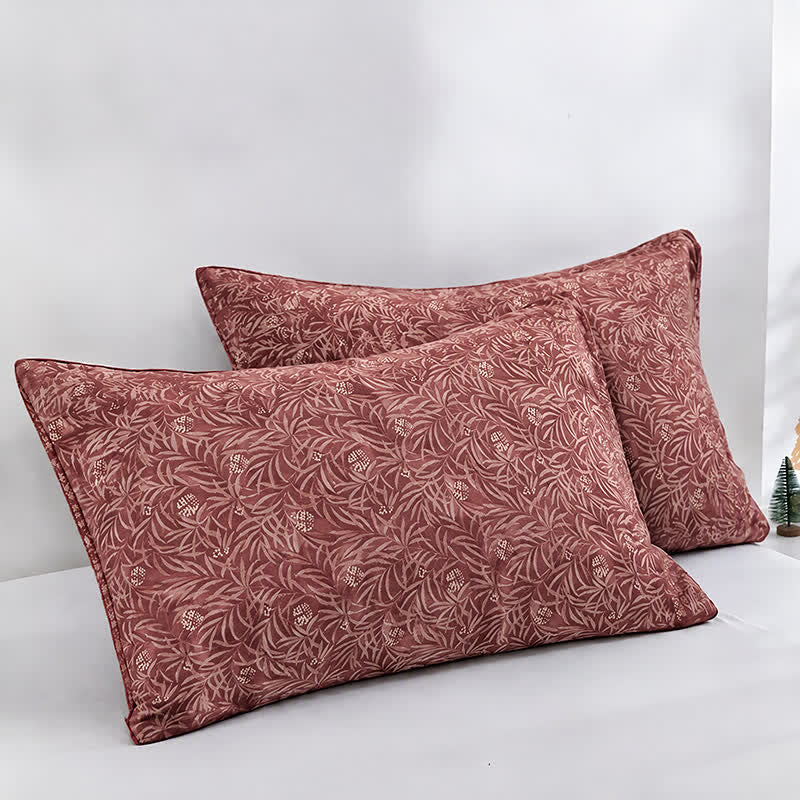 Ownkoti Botanical Flower Reversible Cotton Quilt - Reddish-brown - 2PCS Pillowcases - 20" x 37" - image 24