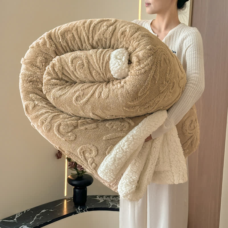 Ownkoti Embossed Fluffy Sherpa Throw Blanket - Camel - 79"W x 90"L - image 23