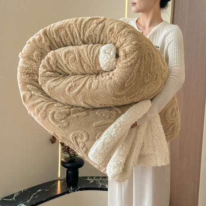 Ownkoti Embossed Fluffy Sherpa Throw Blanket - Camel - 79"W x 90"L - image 23