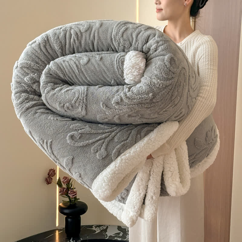 Ownkoti Embossed Fluffy Sherpa Throw Blanket - Gray - 79"W x 90"L - image 33