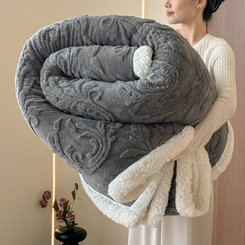 Ownkoti Embossed Fluffy Sherpa Throw Blanket - Dark Gray - 79"W x 90"L - image 13
