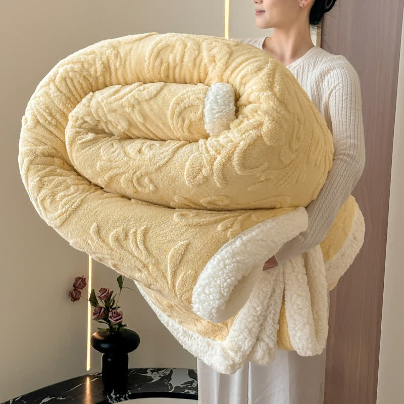 Ownkoti Embossed Fluffy Sherpa Throw Blanket - Yellow - 79"W x 90"L - image 8