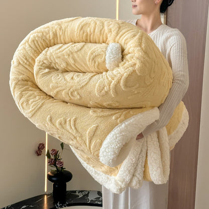 Ownkoti Embossed Fluffy Sherpa Throw Blanket - Yellow - 79"W x 90"L - image 8
