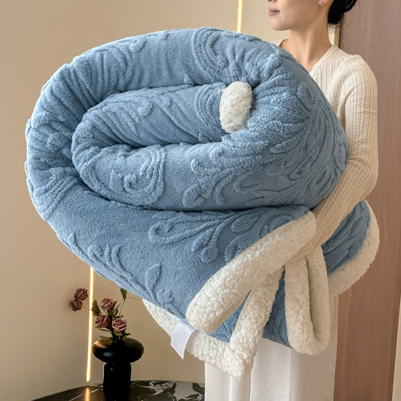Ownkoti Embossed Fluffy Sherpa Throw Blanket - Blue - 79"W x 90"L - image 18