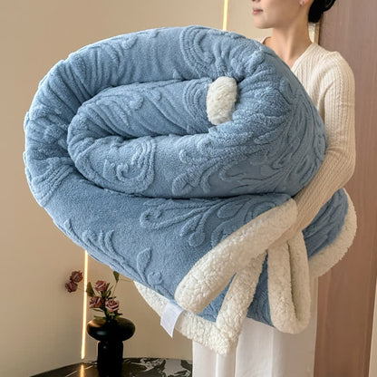 Ownkoti Embossed Fluffy Sherpa Throw Blanket - Blue - 79"W x 90"L - image 18