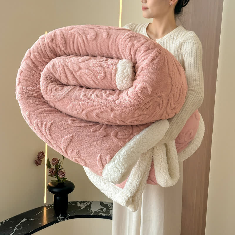 Ownkoti Embossed Fluffy Sherpa Throw Blanket - Pink - 79"W x 90"L - image 28
